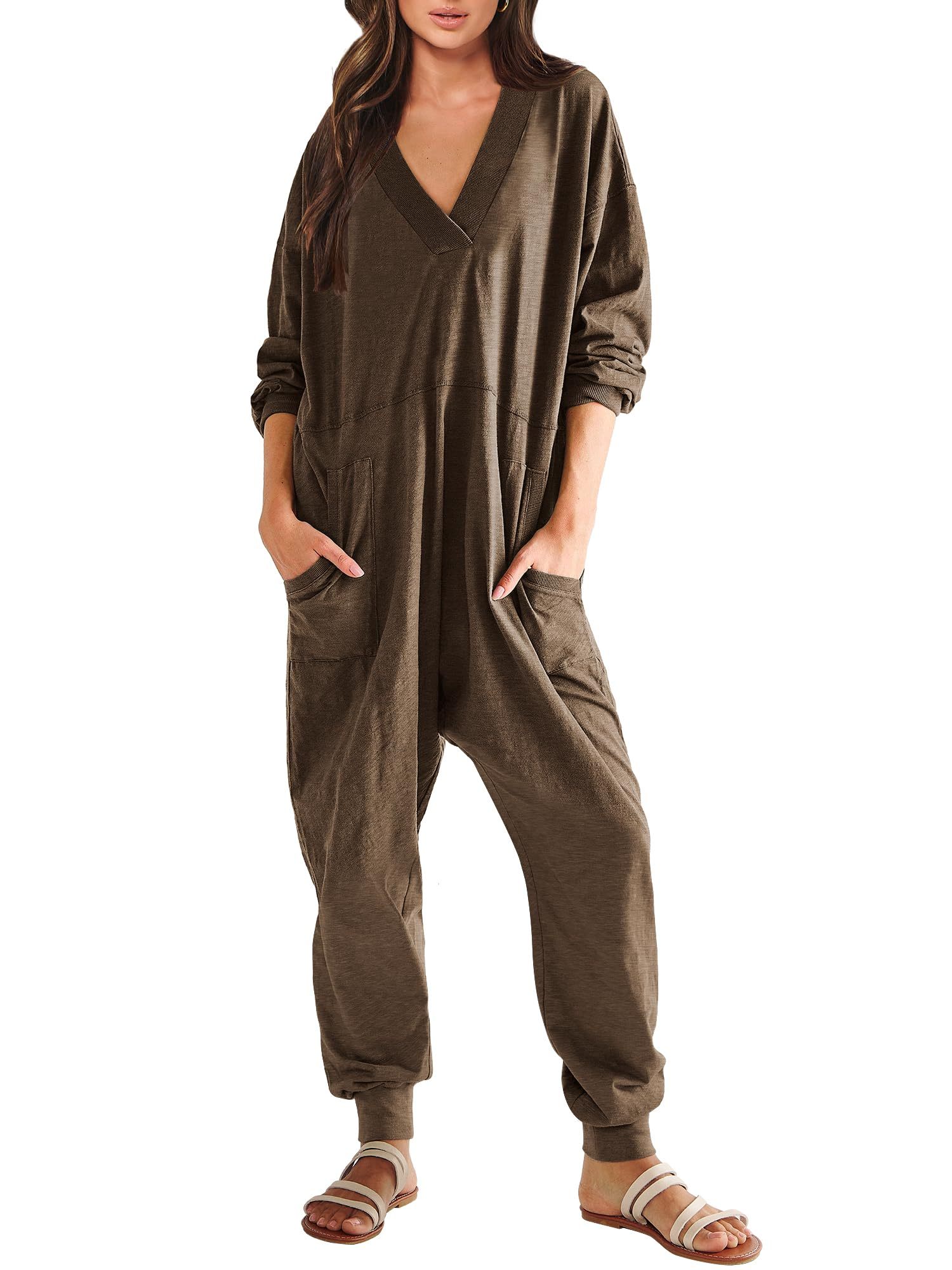 Women's Loose Long Sleeve Jumpsuit with Pockets（BUY 2 FREE SHIPPING）
