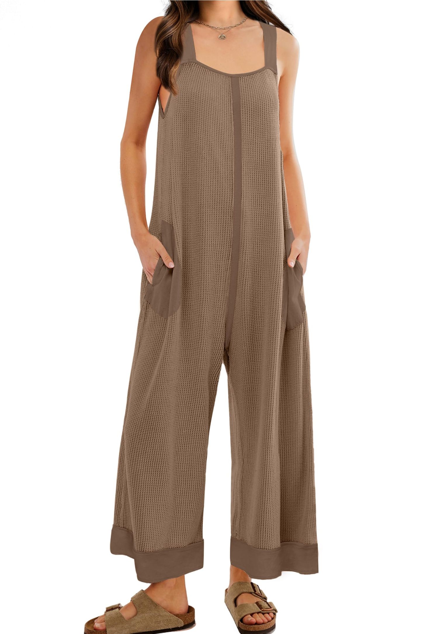 2024 New Women's Waffle Knit Wide Leg Jumpsuits(Buy 2 10% OFF)