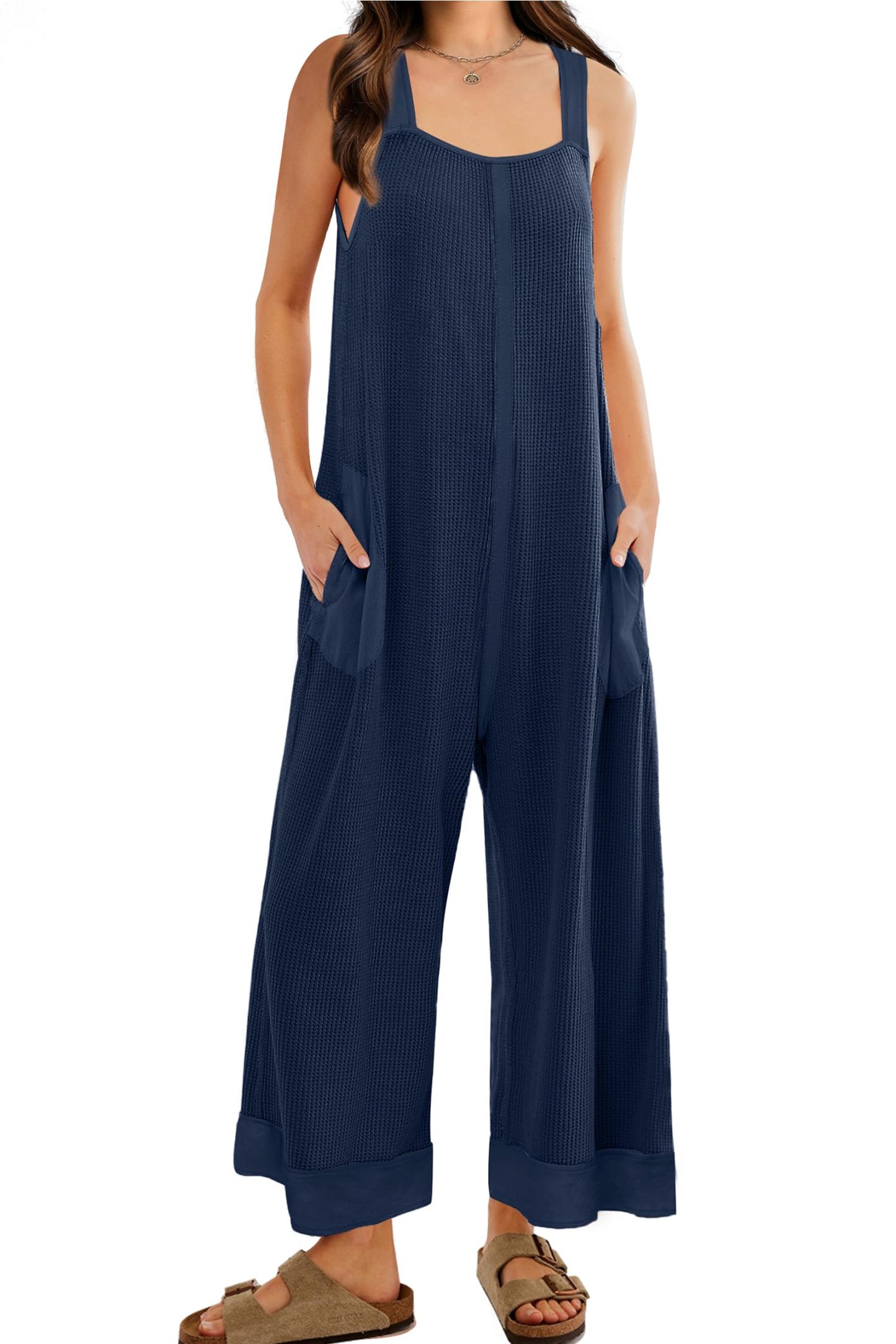 2024 New Women's Waffle Knit Wide Leg Jumpsuits(Buy 2 10% OFF)