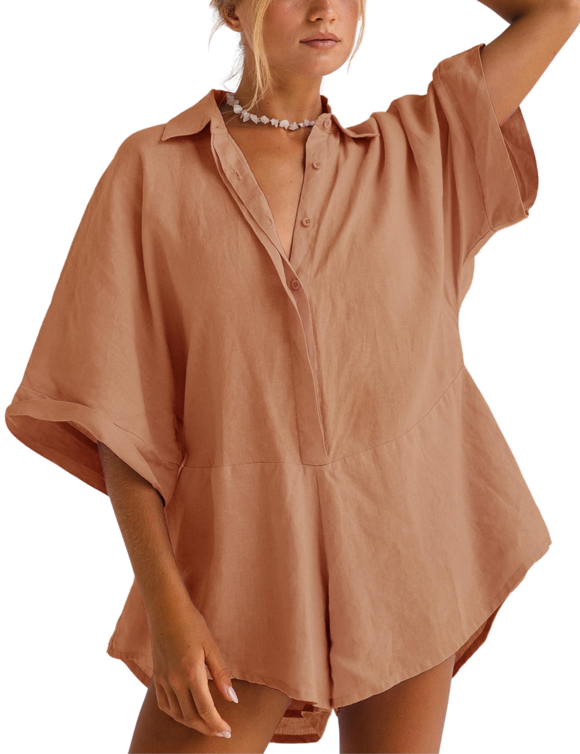 Women's V-neck Half-button Jumpsuit（Buy 2 Free Shipping）