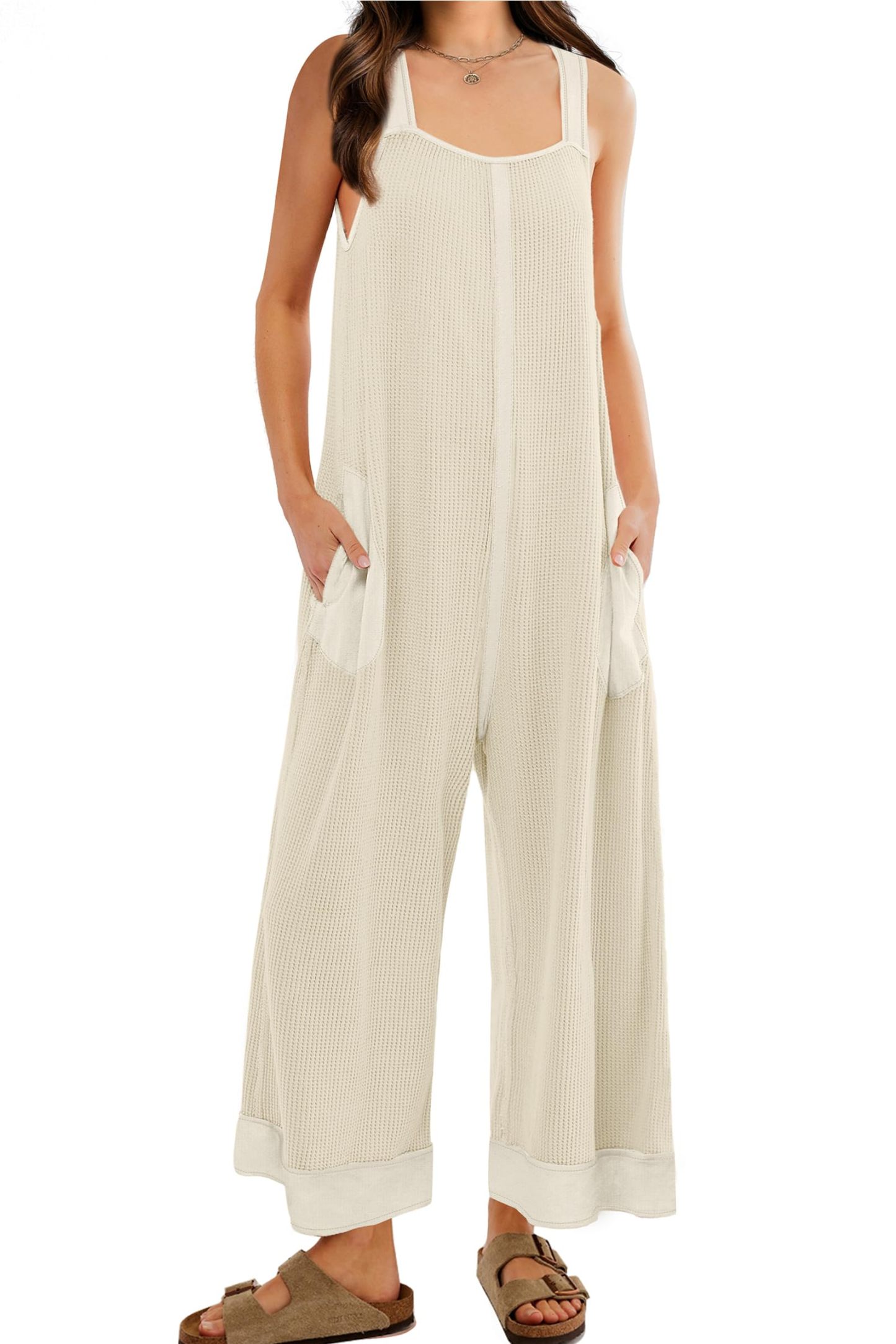 Women's Waffle Knit Wide Leg Jumpsuits (Buy 2 Free Shipping)