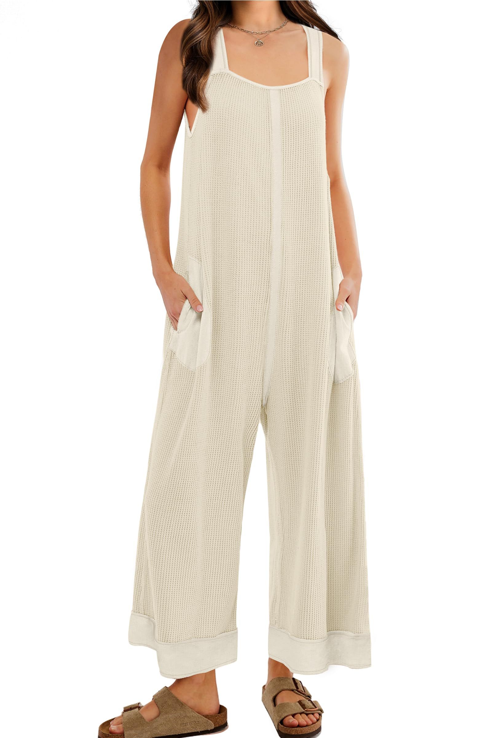 Women's Waffle Knit Wide Leg Jumpsuits (Buy 2 Free Shipping)