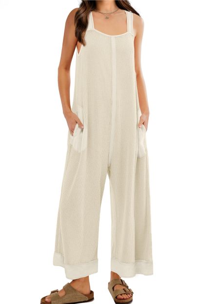 2024 New Women's Waffle Knit Wide Leg Jumpsuits(Buy 2 10% OFF)