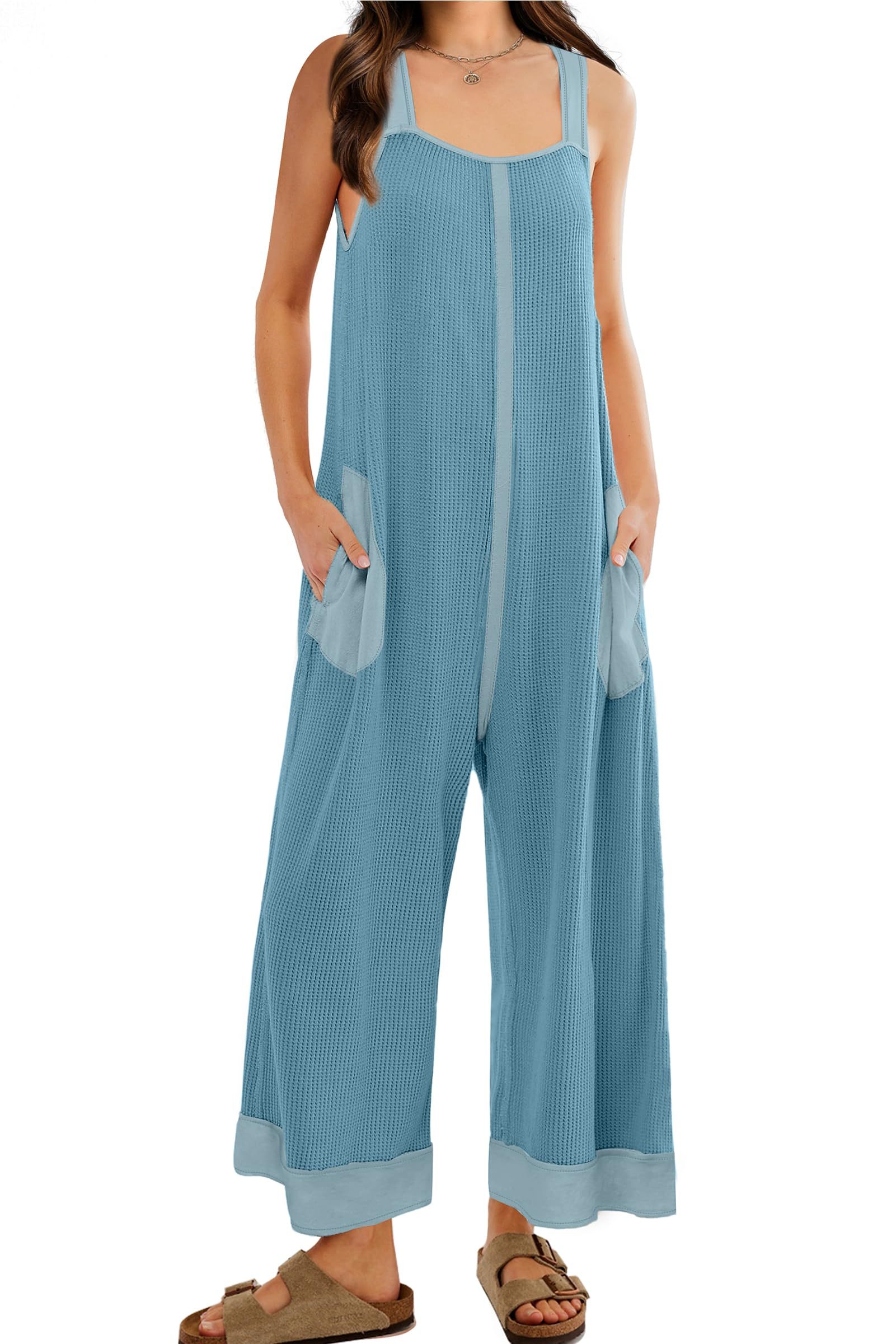 2024 New Women's Waffle Knit Wide Leg Jumpsuits(Buy 2 10% OFF)