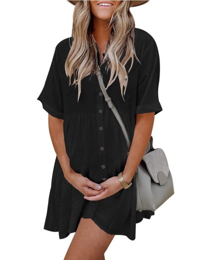 Women's Babydoll Button Dress With Pockets(Buy 2 Free Shipping)