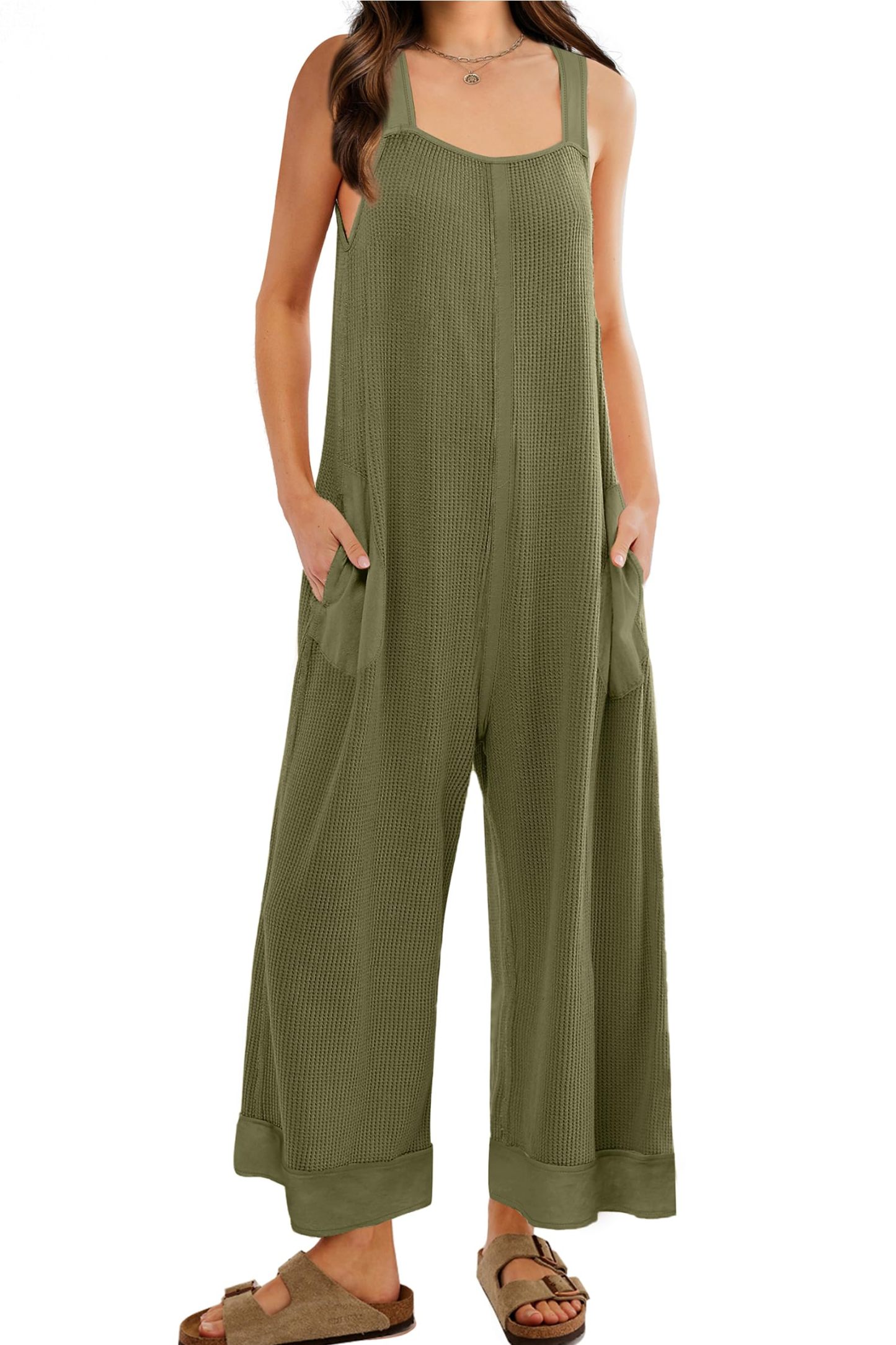 2024 New Women's Waffle Knit Wide Leg Jumpsuits(Buy 2 10% OFF)