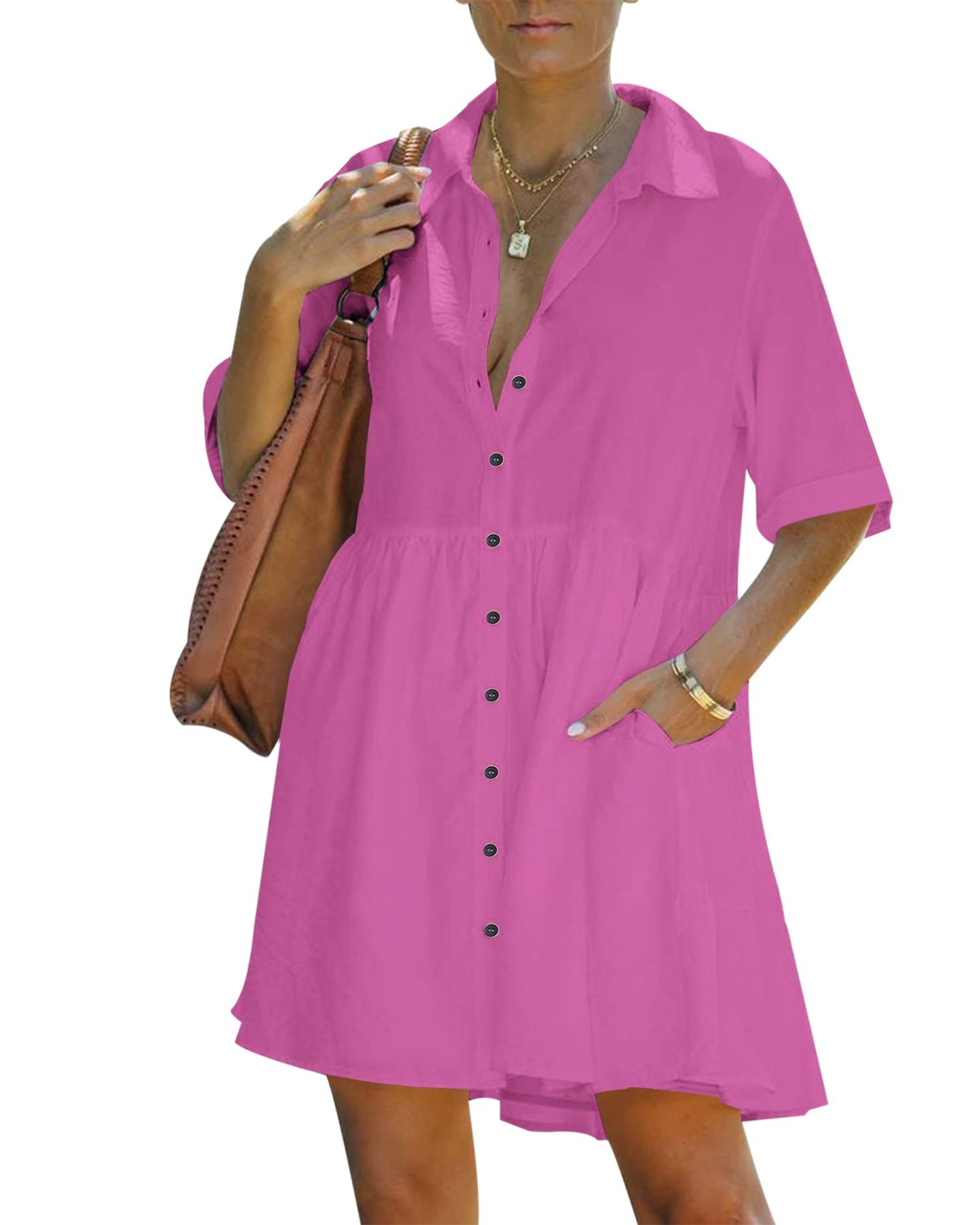 Women's Babydoll Button Dress With Pockets(Buy 2 Free Shipping)