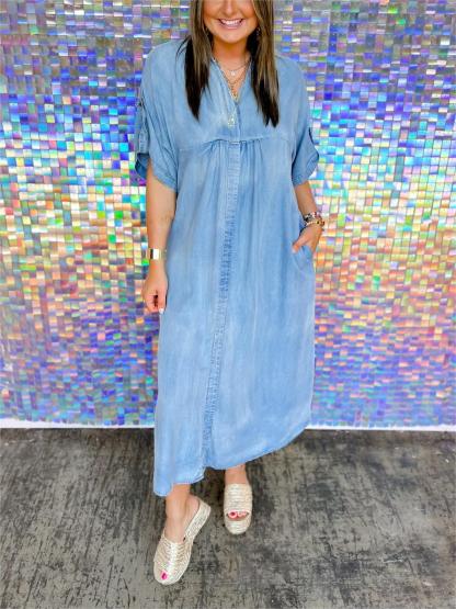 Lightweight Denim T-shirt Dress(Buy 2 Free Shipping)