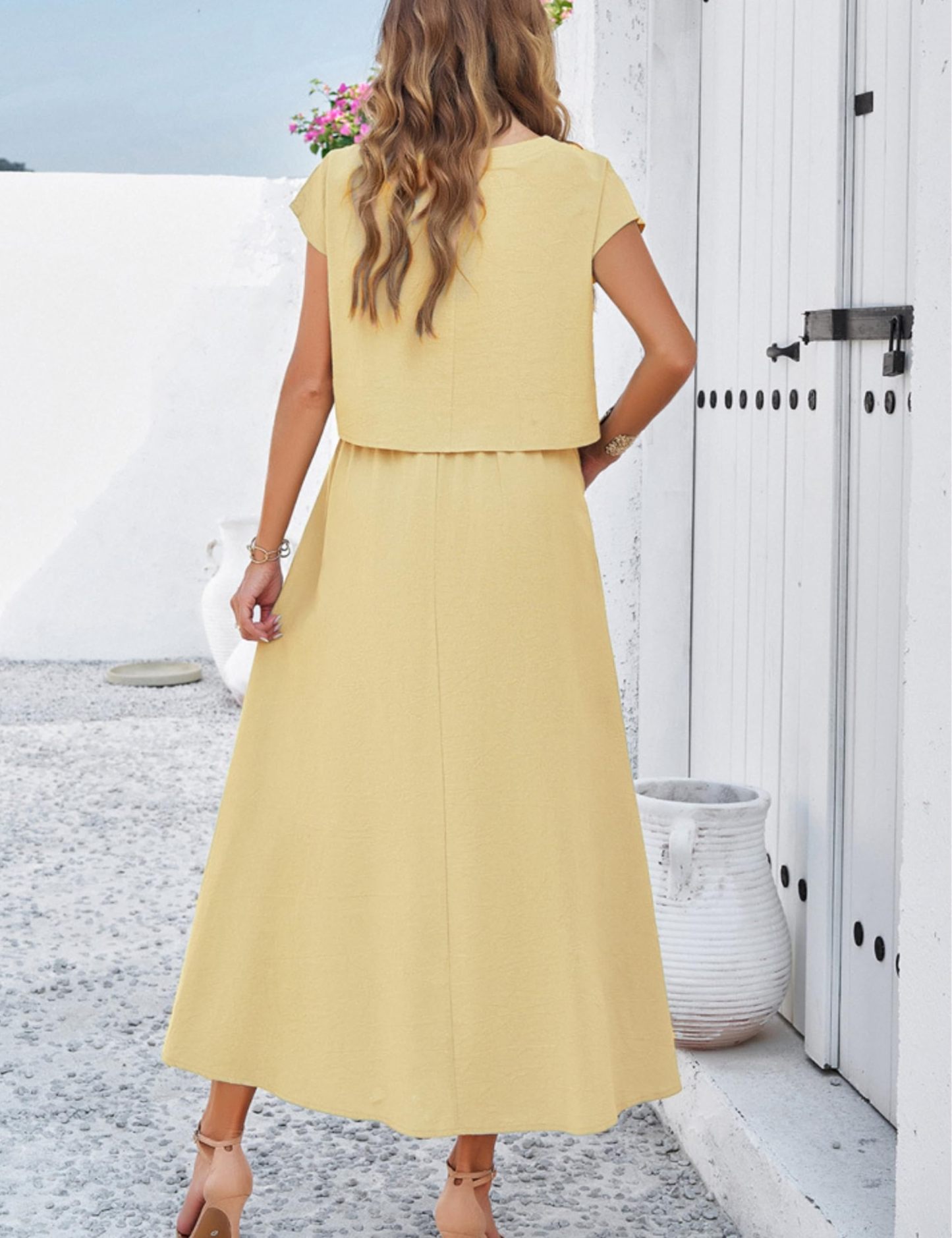 Women's Cap Sleeve Top Long Dress Set(Buy 2 Free Shipping)