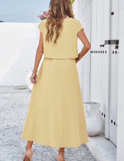 Women's Cap Sleeve Top Long Dress Set(Buy 2 Free Shipping)