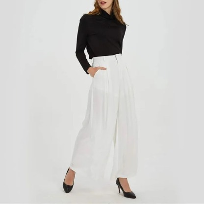 Women Wide Leg High Waist Pants-Pink Laura
