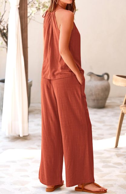 Women's Hollow Suspender Top Wide Leg Pants Set（Buy 2 Free Shipping）