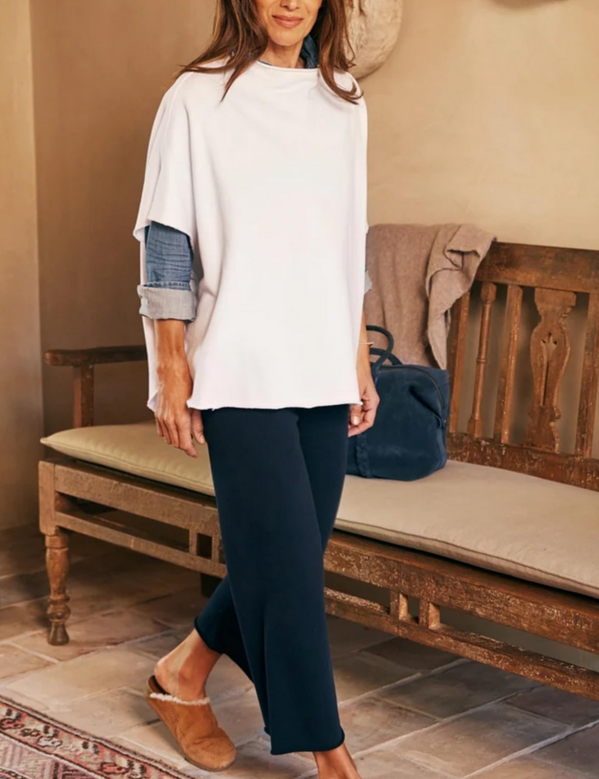 Women's Funnel Neck 3/4 Batwing Sleeve Pullover(Buy 3 Free Shipping)