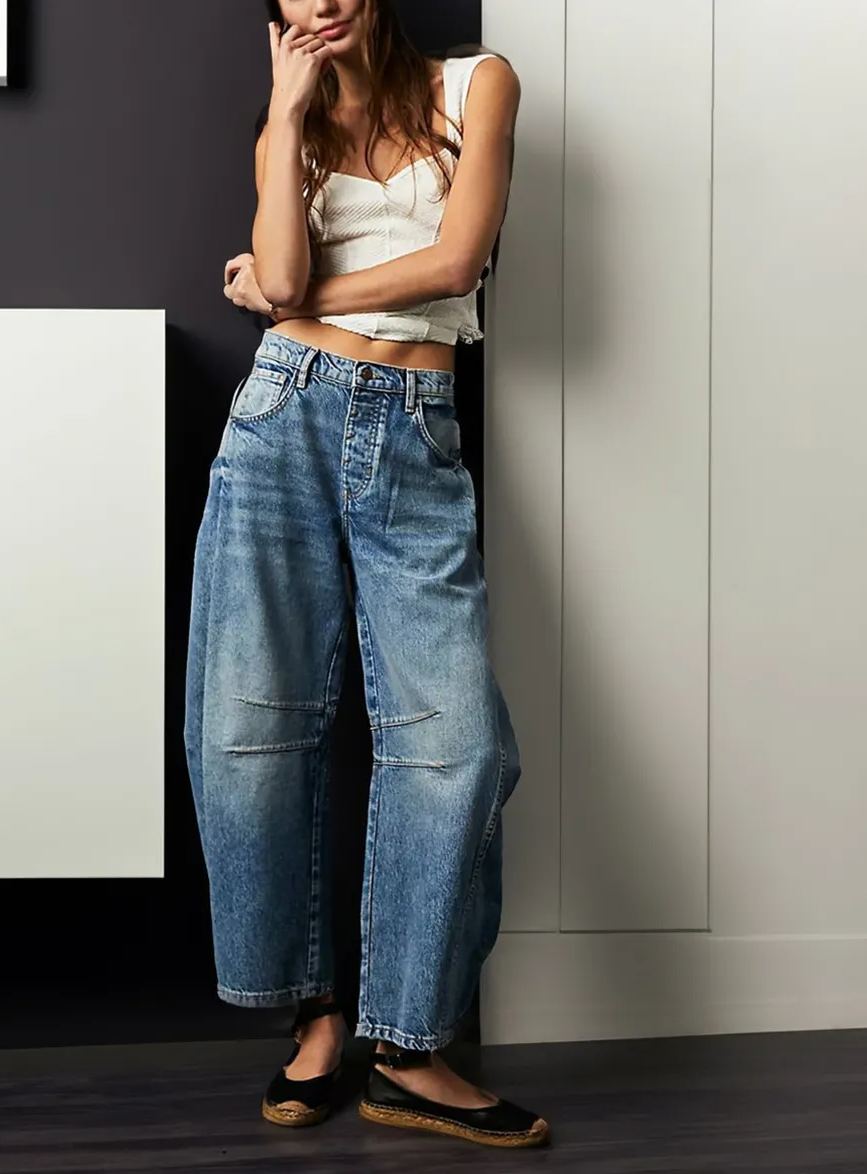 Mid-Rise Barrel Jeans (BUY 2 Free Shipping)-boocean.com