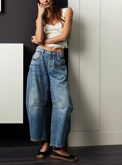 Mid-Rise Barrel Jeans (BUY 2 Free Shipping)-boocean.com