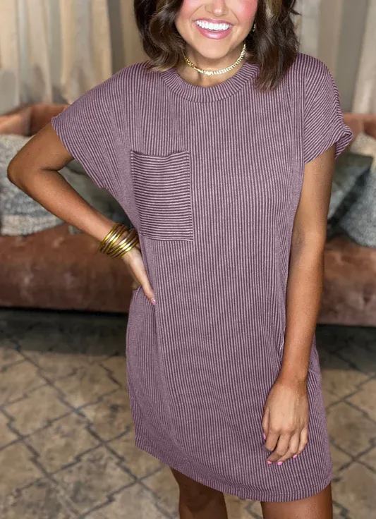 Women's Trendy Ribbed Round Neck Dress (Buy 2 Free Shipping)