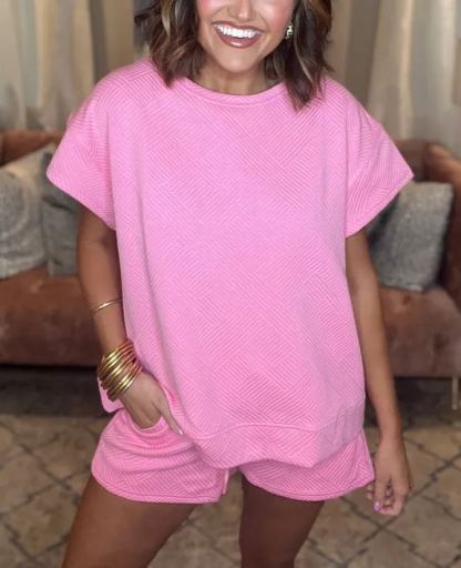 2024 Women's Solid Textured Drawstring Shorts Set(Buy 2 Free Shipping)