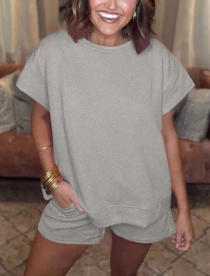 2024 Women's Solid Textured Drawstring Shorts Set(Buy 2 Free Shipping)