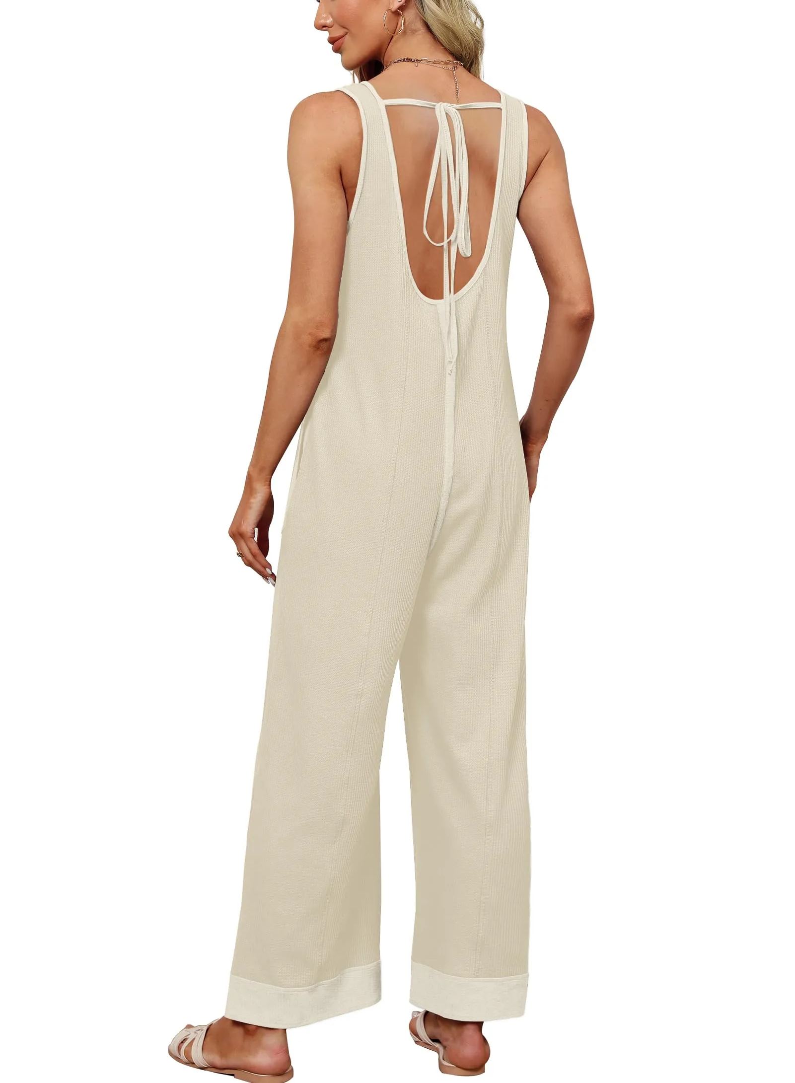 2024 New Women's Waffle Knit Wide Leg Jumpsuits(Buy 2 10% OFF)