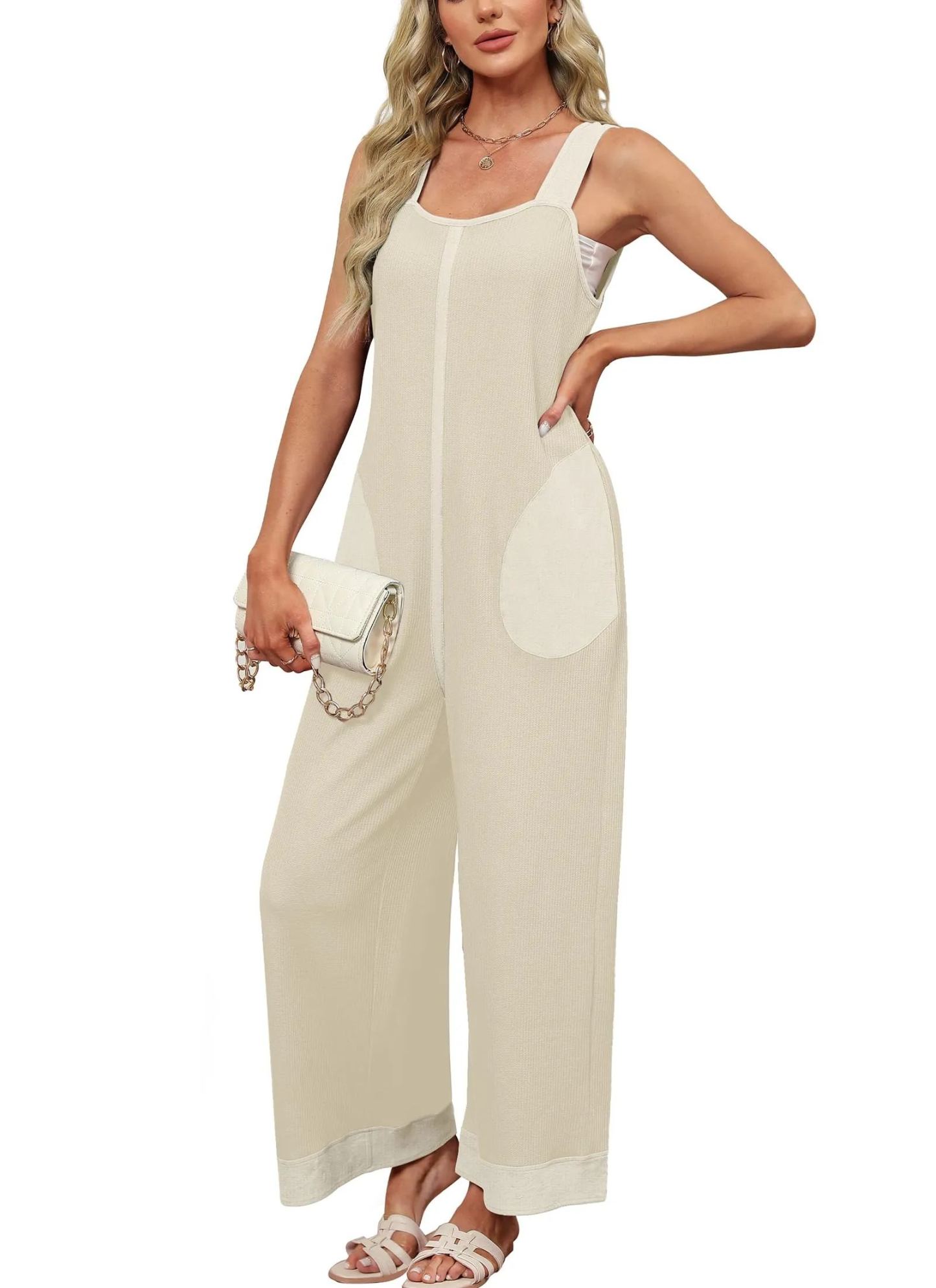2024 New Women's Waffle Knit Wide Leg Jumpsuits(Buy 2 10% OFF)