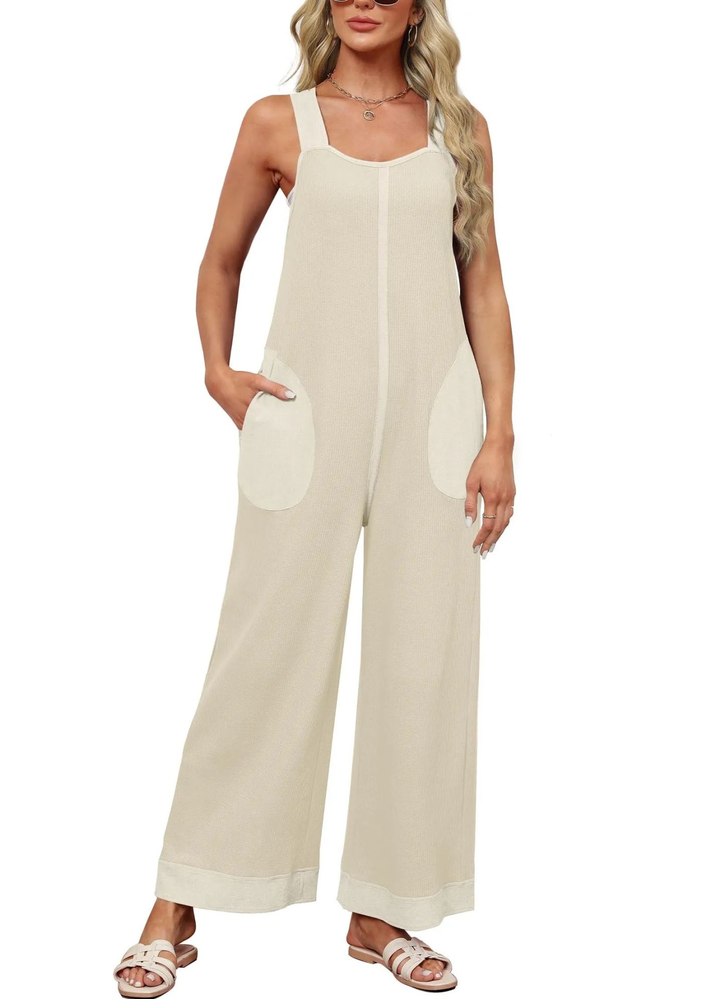 2024 New Women's Waffle Knit Wide Leg Jumpsuits(Buy 2 10% OFF)