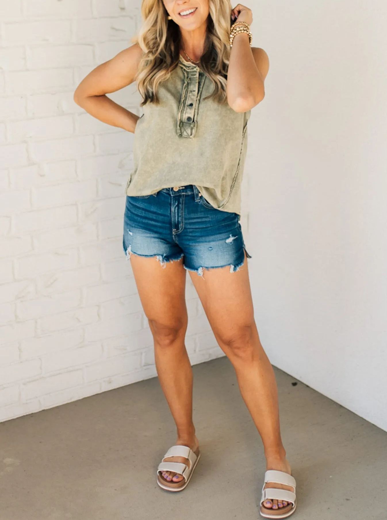 🔥2024 Summer Hot🔥Button Mix Washed Henley Tank(buy 2 10% OFF)