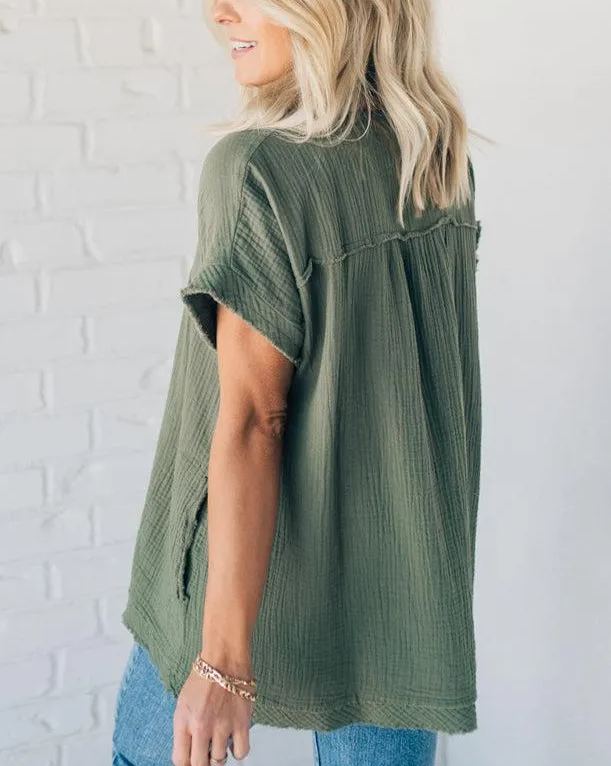 Women's V-neck Washed Babydoll Top（Buy 2 Free Shipping）