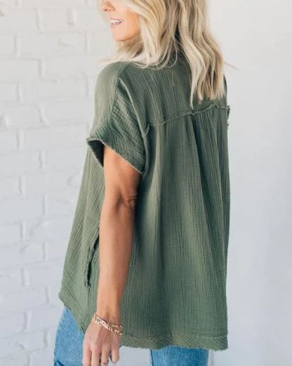 Women's V-neck Washed Babydoll Top（Buy 2 Free Shipping）