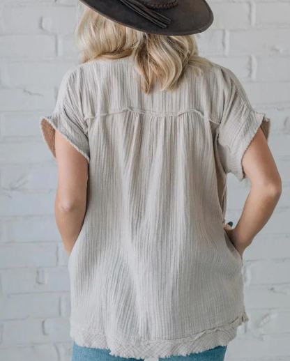 Women's V-neck Washed Babydoll Top（Buy 2 Free Shipping）