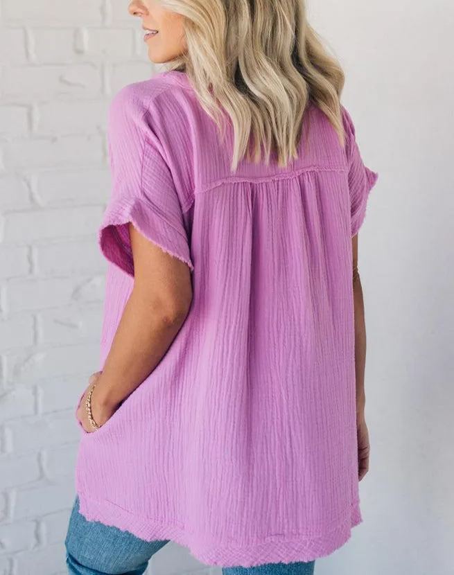 Women's V-neck Washed Babydoll Top（Buy 2 Free Shipping）