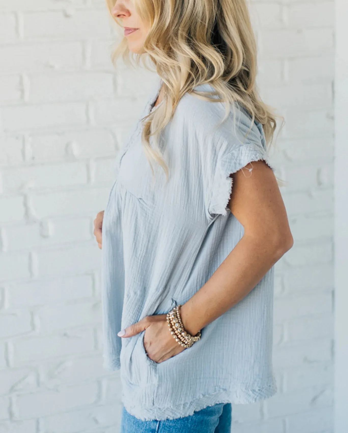 Women's V-neck Washed Babydoll Top（Buy 2 Free Shipping）