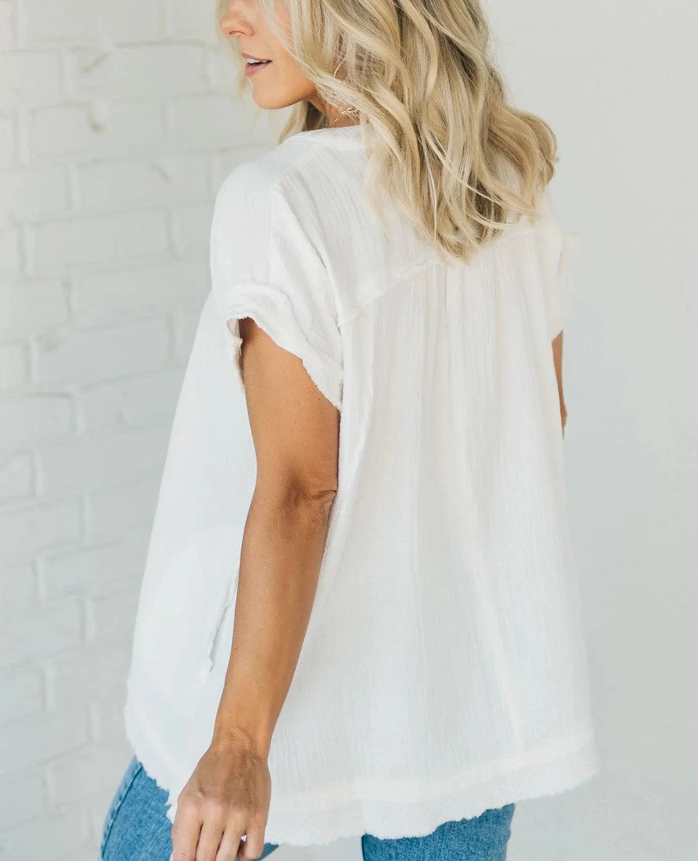 Women's V-neck Washed Babydoll Top（Buy 2 Free Shipping）