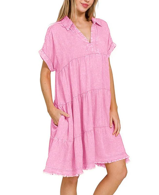 2024 Vintage Washed Denim Dress - Effortlessly Chic(Buy 2 Free Shipping）