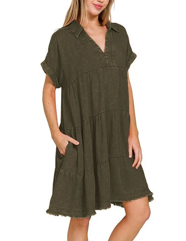 2024 Vintage Washed Denim Dress - Effortlessly Chic(Buy 2 Free Shipping）