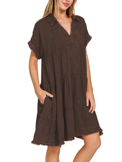 2024 Vintage Washed Denim Dress - Effortlessly Chic(Buy 2 Free Shipping）