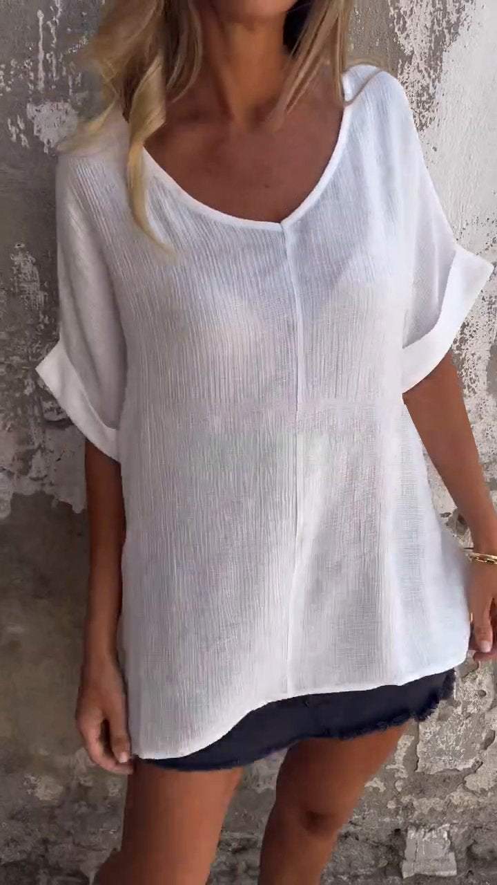 Women's V-neck Mid-sleeve Casual Top