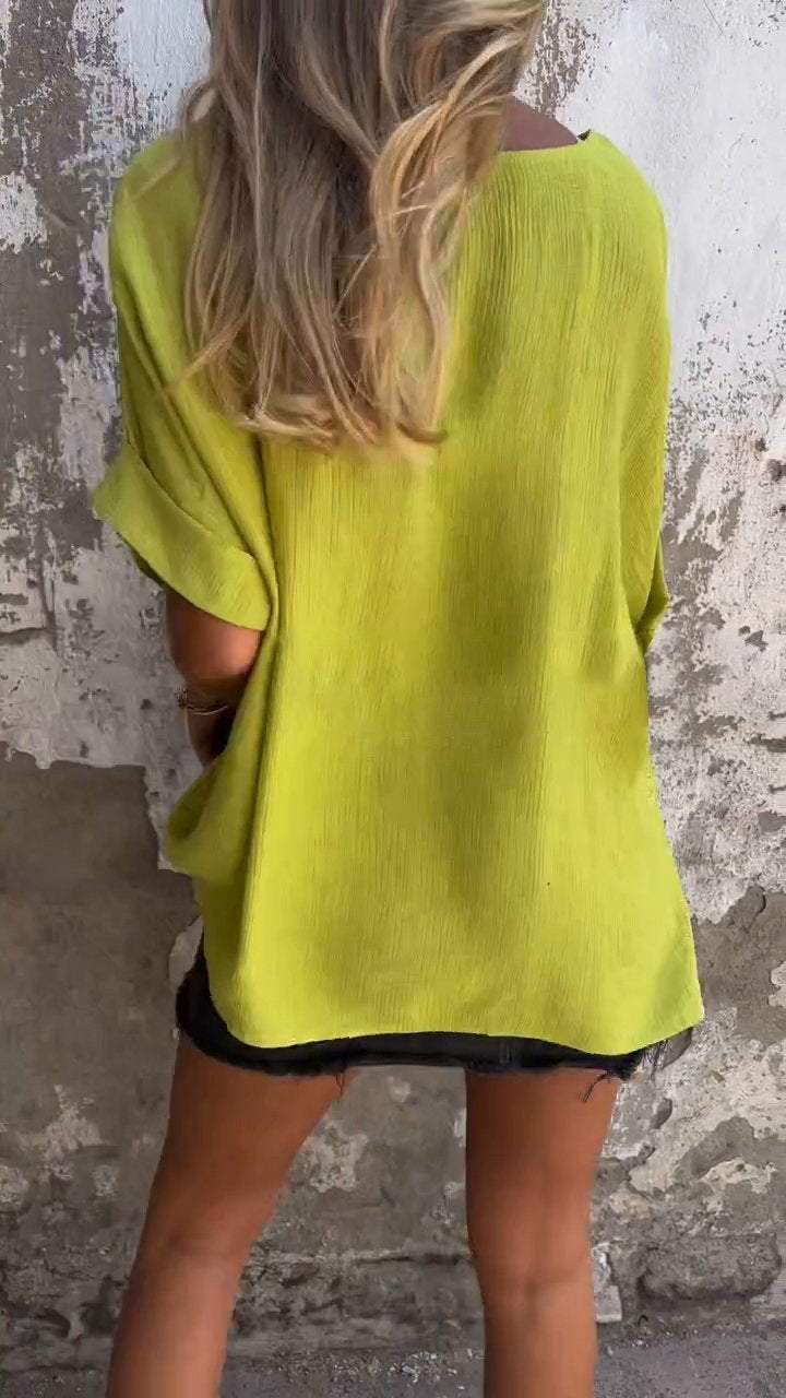 Women's V-neck Mid-sleeve Casual Top