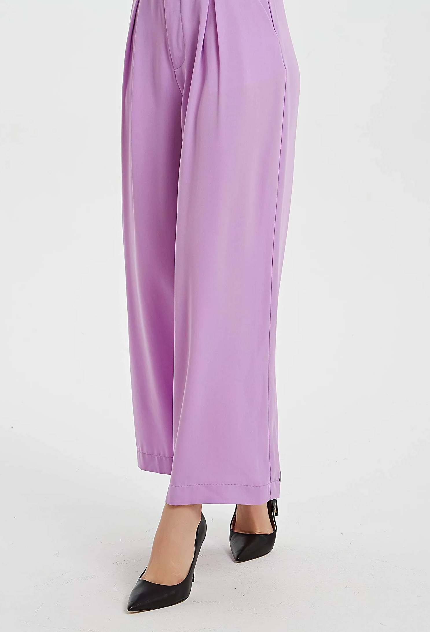 Women Wide Leg High Waist Pants-Pink Laura