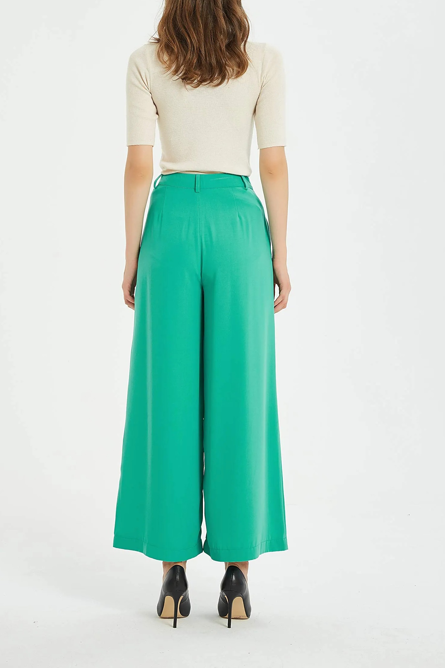 Women Wide Leg High Waist Pants-Pink Laura