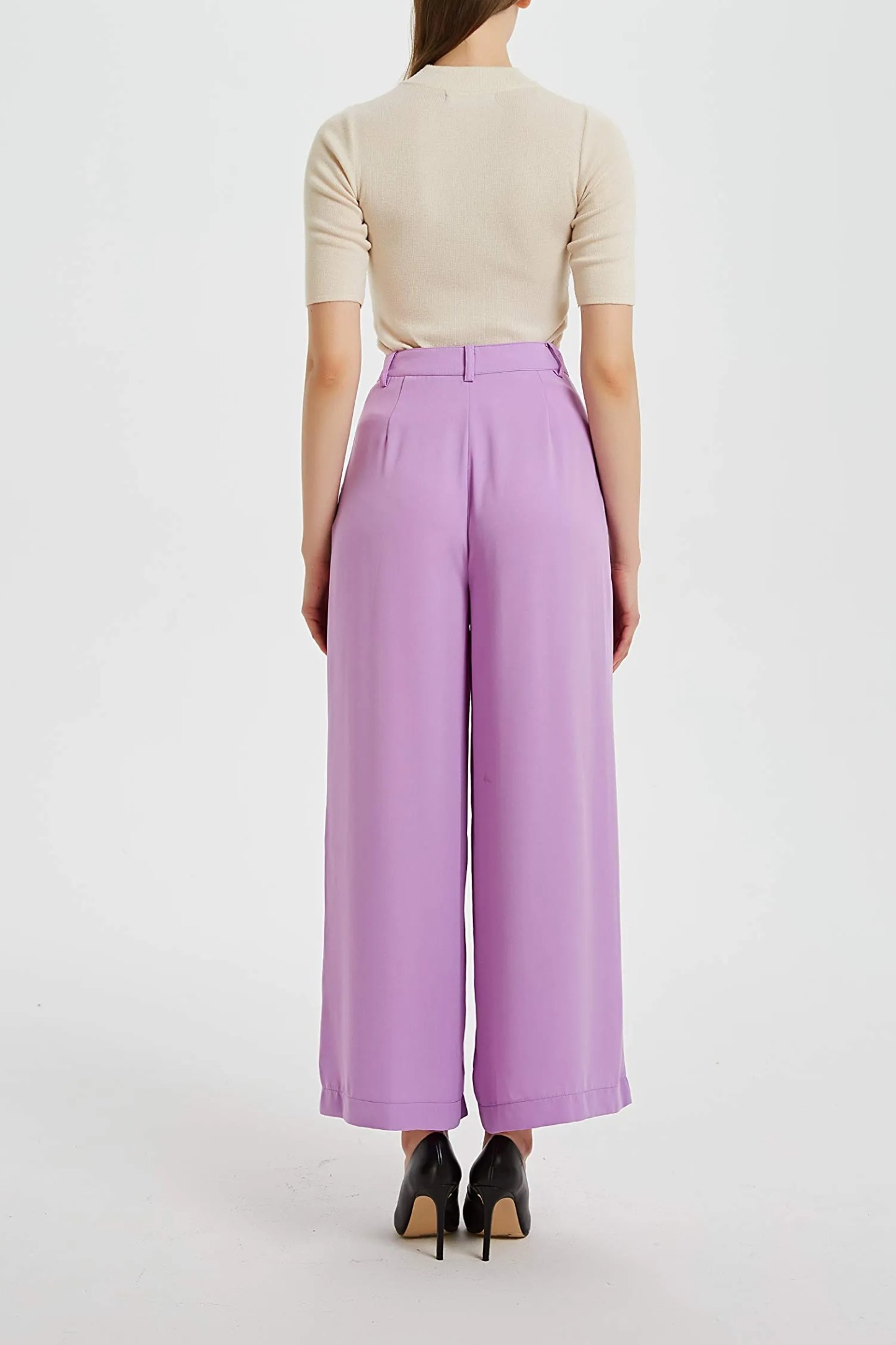 Women Wide Leg High Waist Pants-Pink Laura