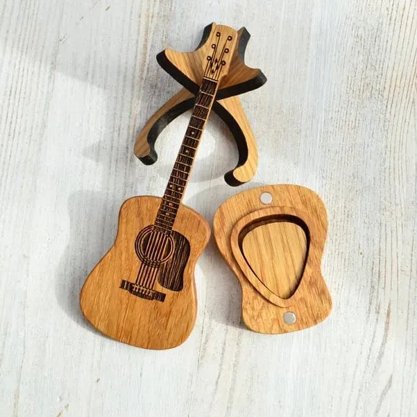 🎸Wooden Acoustic Guitar Pick Box