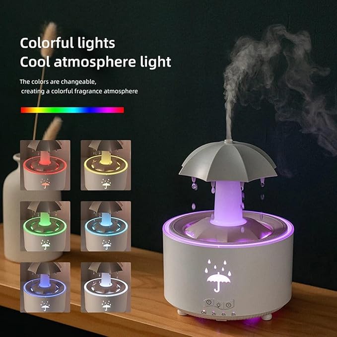 ☂️Rain Umbrella Humidifier & Aroma Diffuser with Soothing Rain Sounds💦