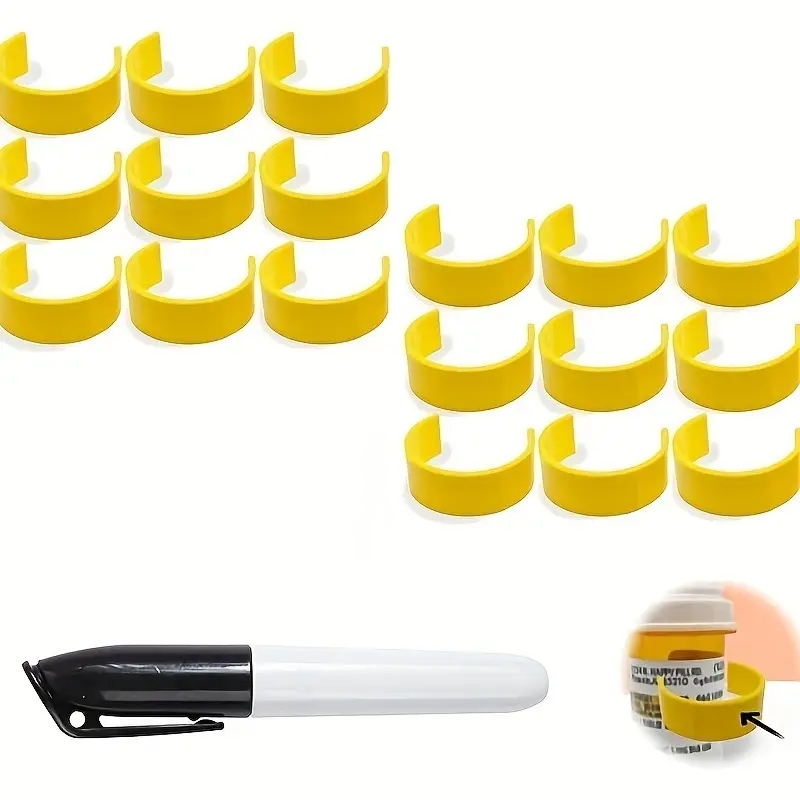 💊Easy-to-Use Pill Bottle Clips with Marker-🧓 for Quick Identification & Organization