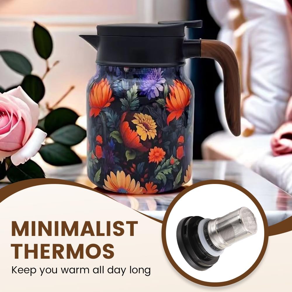 🔥Last Day Sale 49% OFF✨Vintage Floral Pattern Tea Thermos – Built-In Infuser