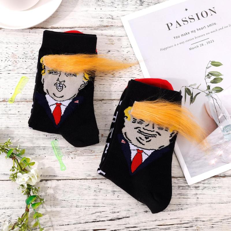 🤣Funny Trump Socks With Hair
