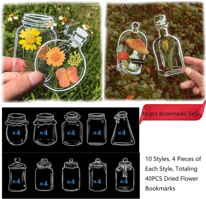💐Transparent Dried Flower Bookmarks(40 PCS) 