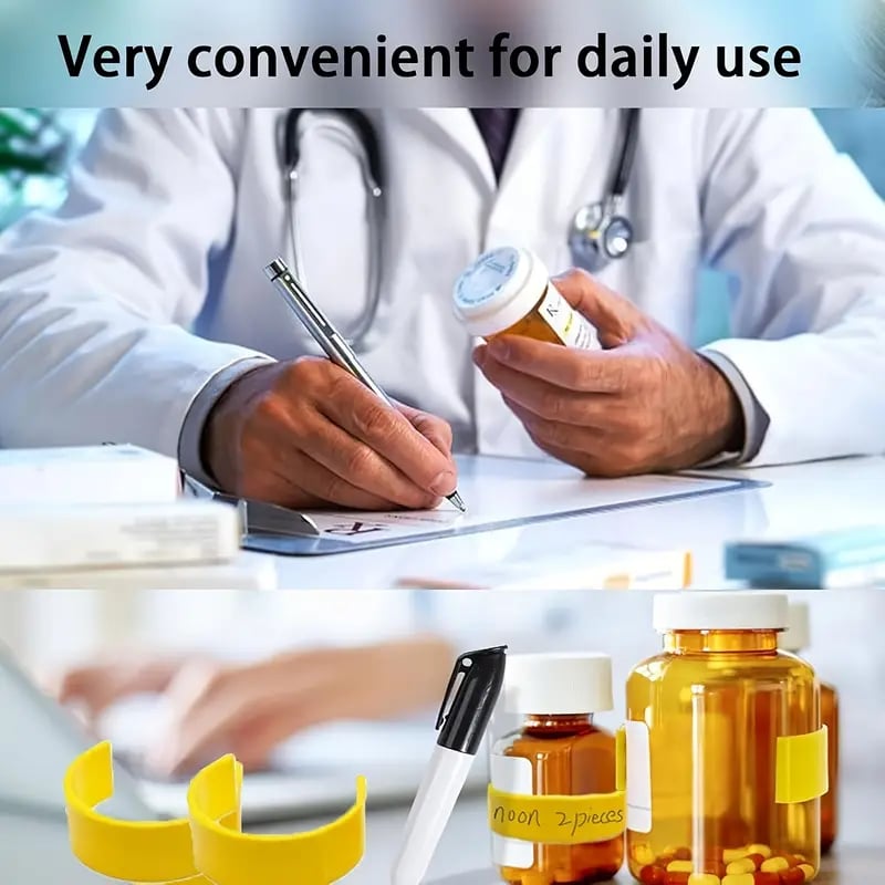 20pcs   pill bottle clips with marker   reusable medicine labeling system for quick identification organization ideal for home or travel details 1