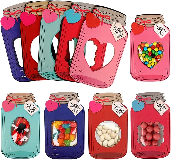 🎁LAST DAY 50% OFF - 💖Mason Jar Happy Valentines Day Cards (50pcs)🍬