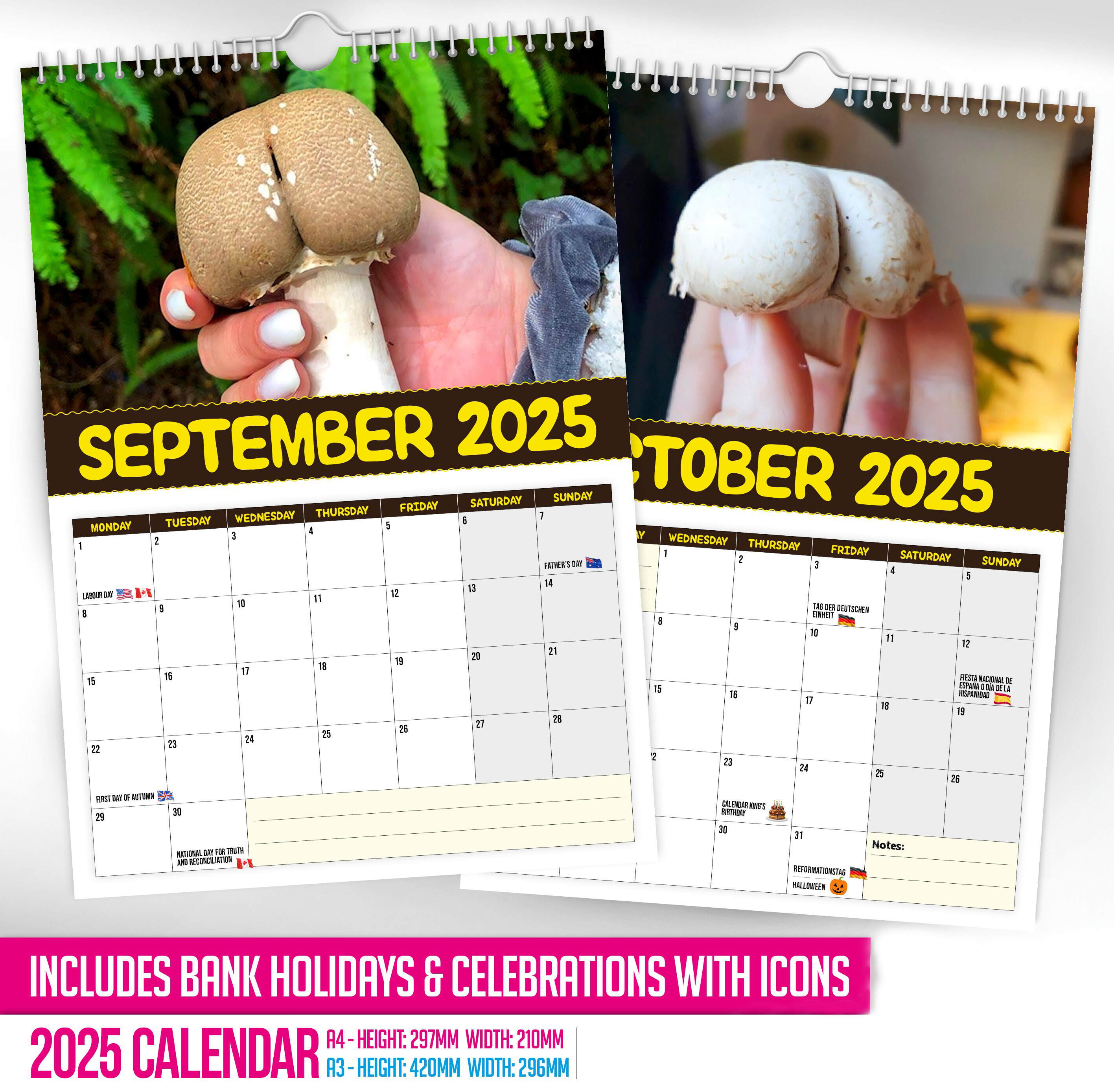 🍄World's Greatest Mushrooms🤣 - 2025 Wall Calendar📅