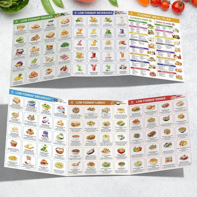 🥗Set of 2 Fodmap Chart📘IBS Symptom Relief Food List